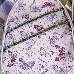 Purple Butterfly Print Backpack